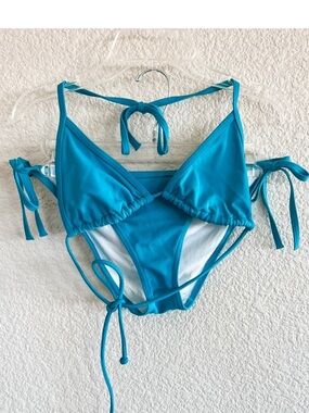 Victorias Secret Turquoise Triangle Top  Tie-String Bikini Set